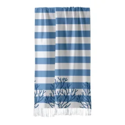 Telo Mare Pareo Fouta Capri In Cotone Con Frange K132 -Articoli Per La Casa telo mare pareo fouta capri in cotone con frange blu 1