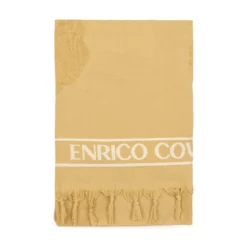 Telo Mare Pareo Fouta Marine Di Enrico Coveri In Cotone Con Frange K133 -Articoli Per La Casa telo mare pareo fouta marine di enrico coveri con frange beige 1