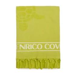 Telo Mare Pareo Fouta Marine Di Enrico Coveri In Cotone Con Frange K133 -Articoli Per La Casa telo mare pareo fouta marine di enrico coveri con frange verde 1