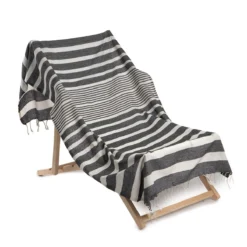 Telo Mare Pareo Fouta Minorca Con Frange 90x170 Cm K381 -Articoli Per La Casa telo mare pareo fouta minorca con frange 90x170 cm antracite 1