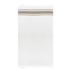 Telo Mare Con Frange E Righe Doppio Tessuto Nido D'ape E Spugna Di Cotone 90x170 Stripe Preziosa Home W830 -Articoli Per La Casa telo mare stripe nido dape con frange 90x170 cm beige 3