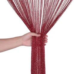 Tenda Arredo A Fili Millerighe Glitterata 140x290 Cm W017 -Articoli Per La Casa tenda a fili millerighe in lurex bordeaux 2 1