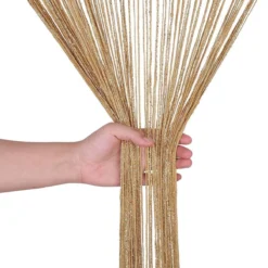 Tenda Arredo A Fili Millerighe Glitterata 140x290 Cm W017 -Articoli Per La Casa tenda a fili millerighe in lurex oro 2 1