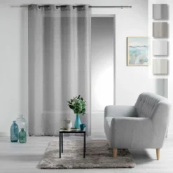 Pannello Tenda Esther Velo Effetto Lino Con Borchie 140x240 Cm Z471