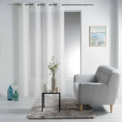 Pannello Tenda Esther Velo Effetto Lino Con Borchie 140x240 Cm Z471 -Articoli Per La Casa tenda arredo esther effetto lino 140x240 cm bianco 1