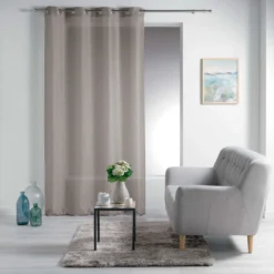 Pannello Tenda Esther Velo Effetto Lino Con Borchie 140x240 Cm Z471 -Articoli Per La Casa tenda arredo esther effetto lino 140x240 cm tortora 1