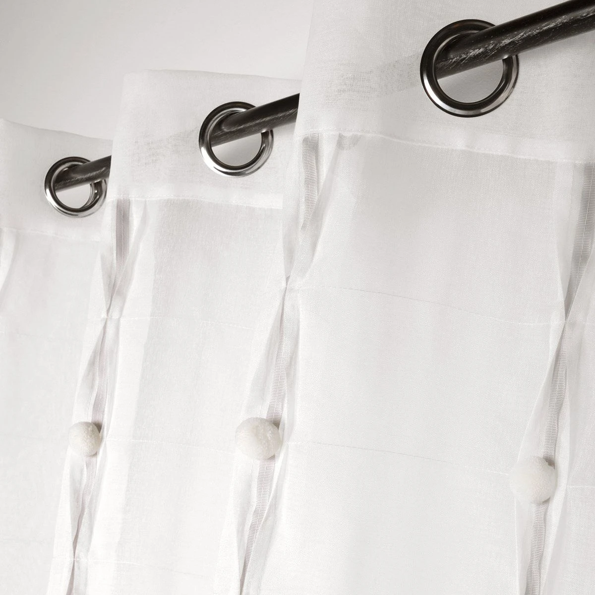 Tenda Arredo Trasparente Eliane Pon Pon 140x260 Cm Z107 2 Tenda Arredo Trasparente Eliane Pon Pon 140x260 Cm Z107 - immagine 2