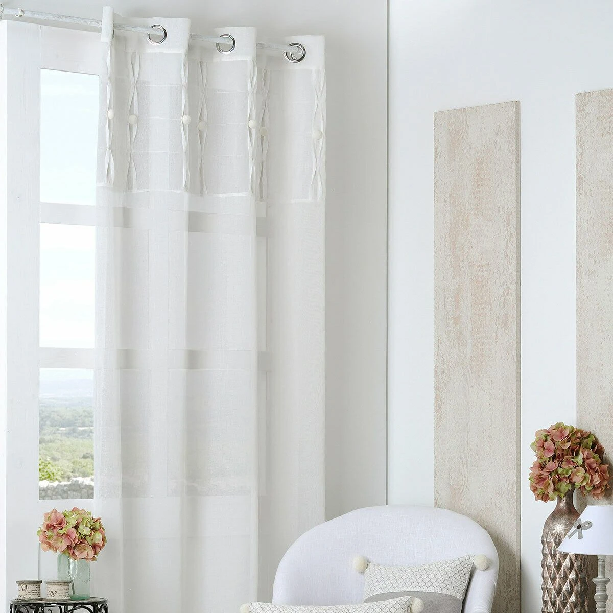 Tenda Arredo Trasparente Eliane Pon Pon 140x260 Cm Z107 1 Tenda Arredo Trasparente Eliane Pon Pon 140x260 Cm Z107