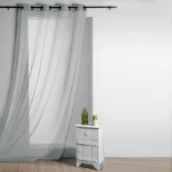 Tenda Arredo Con Borchie Lisa Semitrasparente 135x260 Cm R711 -Articoli Per La Casa tenda arredo lisa con borchie semitrasparente perla