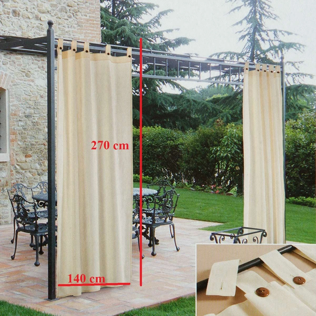 Tenda Gazebo Morbidissimi Idrorepellente Con Passanti 140x270 Cm - Panna R006 4 Tenda Gazebo Morbidissimi Idrorepellente Con Passanti 140x270 Cm - Panna R006 - immagine 4