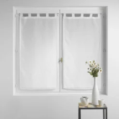 Coppia Tendine Esther Velo Effetto Lino Con Passanti - Dimensioni Varie Z470 -Articoli Per La Casa tendine a vetro esther velo effetto lino bianco 3