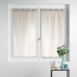 Coppia Tendine Esther Velo Effetto Lino Con Passanti - Dimensioni Varie Z470 -Articoli Per La Casa tendine a vetro esther velo effetto lino naturale 3