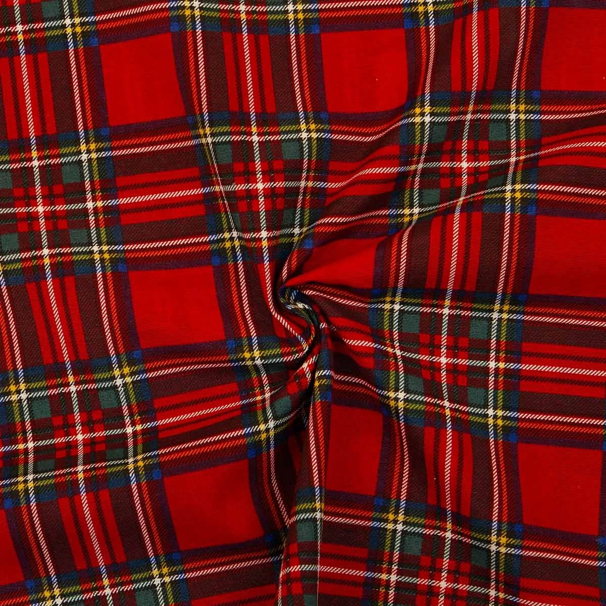 Tessuto Al Metraggio Tartan Rosso Cotone Loneta Altezza 280 Cm K129 3 Tessuto Al Metraggio Tartan Rosso Cotone Loneta Altezza 280 Cm K129 - immagine 3