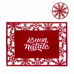 Tovaglietta Natalizia + Sottobicchiere Merry Christmas In Feltro Z558