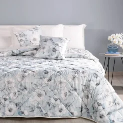 Trapunta Piumone Invernale Evelin Di Caleffi In Velluto Matrimoniale Z596 -Articoli Per La Casa trapunta piumone evelin di caleffi in velluto azzurro polvere 1