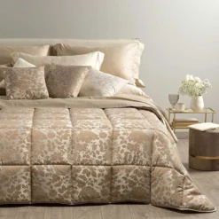 Trapunta Piumone Invernale Floral Di Caleffi In Raso Matrimoniale K523 -Articoli Per La Casa trapunta piumone invernale floral di caleffi in raso matrimoniale tortora 1