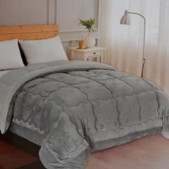 Trapunta Piumone Invernale Soffio In Velluto Jacquard Matrimoniale K667 -Articoli Per La Casa trapunta piumone invernale soffio in velluto jacquard matrimoniale grigio 1