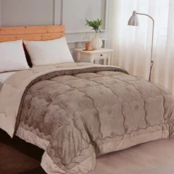 Trapunta Piumone Invernale Soffio In Velluto Jacquard Matrimoniale K667 -Articoli Per La Casa trapunta piumone invernale soffio in velluto jacquard matrimoniale tortora 1