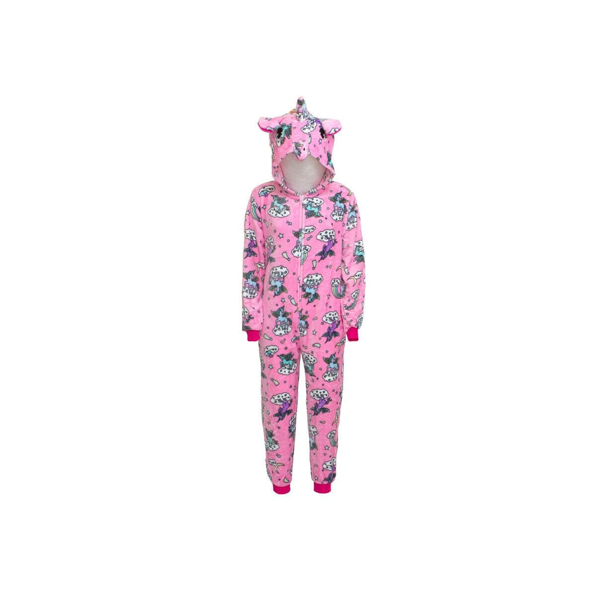 Pigiamone Intero Bambina Unicorno Rainbow In Caldo Pile V024 1 Pigiamone Intero Bambina Unicorno Rainbow In Caldo Pile V024