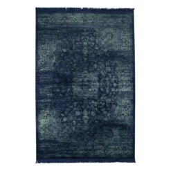 Tappeto Con Frange Laterali Vintage Sapphire Blu - 240x340 Cm N111